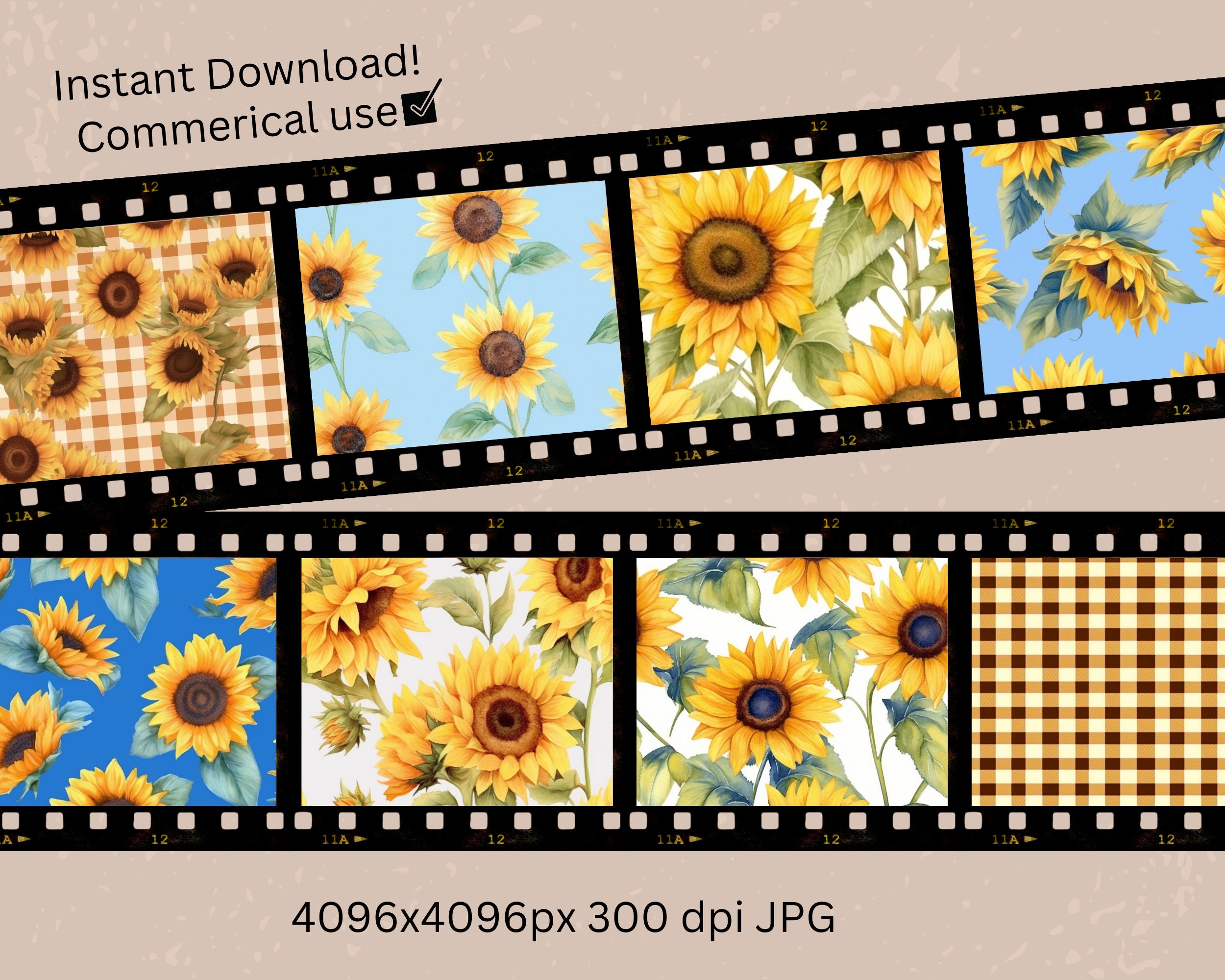 Watercolor Sunflowers Digital Paper Set, Spring Flowers Junk Journal ...