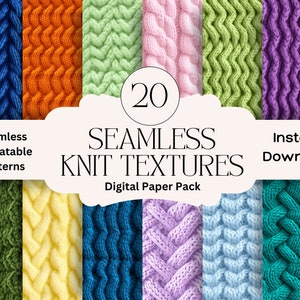 Stricken Textur Digitales Papier Set Junk-Journal Stricken Papier Druckbare Digitale Papiere Scrapbooking Bunte Musterdesign wiederholbar Papier