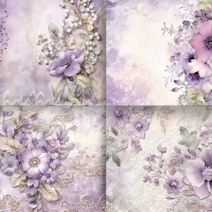 Vintage Victorian Lace Digital Paper Set Pink Floral Junk Journal Paper ...