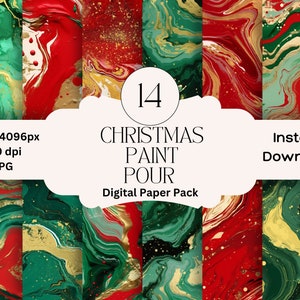 Groene en rode verf voor digitale papierset Junk Journal Paper Kerstmis afdrukbare digitale papieren Scrapbooking Pack Kerstmis naadloos patroon