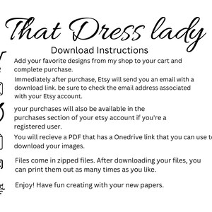 Pode incluir: Instru&ccedil;&otilde;es de download para produtos digitais comprados no Etsy. As instru&ccedil;&otilde;es incluem informa&ccedil;&otilde;es sobre como acessar os arquivos ap&oacute;s a compra, como baixar os arquivos e como imprimir os arquivos. As instru&ccedil;&otilde;es tamb&eacute;m incluem um lembrete para verificar o endere&ccedil;o de e-mail associado &agrave; conta do Etsy.
