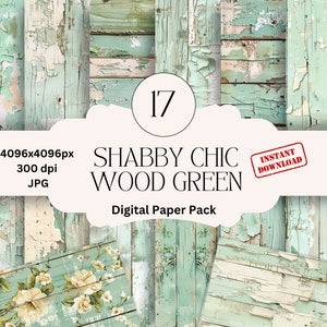 Shabby Chic Wood Digitale Papierset Junk Journal Groen Houten Papier Afdrukbare Scrapbooking Houten Plakboek Shabby Chic Scrapbookpapier