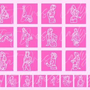 Pin up Girls Digital Paper Set Junk Journal Paper Retro Minimalistic ...
