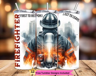Firefighting Tumbler Wrap 20oz Skinny Sublimation Tumbler Design PNG Download