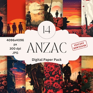 Anzac Digitales Papier Set Junk Journal Papier Printable Anzac Scrapbook Papier Digital Scrapbooking Solider Scrapbook Papier Australische Armee Seite