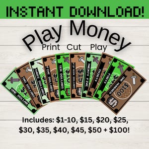 Soldi finti stampabili per bambini Giocare a soldi finti per la paghetta e imparare Stampa e impara Homeschool e dollari per giochi creativi