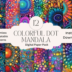 Ensemble de papier numérique pour mandalas colorés