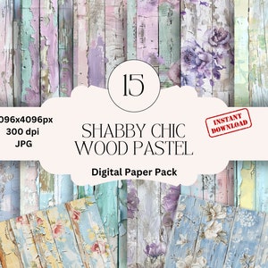 Papel digital de madera Shabby Chic, papel de diario basura, papel de madera pastel, papel de scrapbooking imprimible, papel de scrapbooking de madera, papel de scrapbooking Shabby Chic