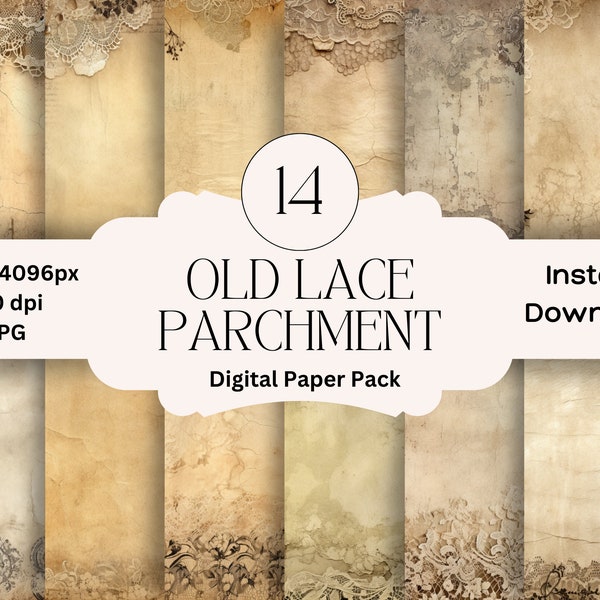 Vintage Lace Parchment Digital Paper Set Junk Journal Paper Printable Scrapbook Digital Ephemera Scrapbooking Pack Neutral Background Paper