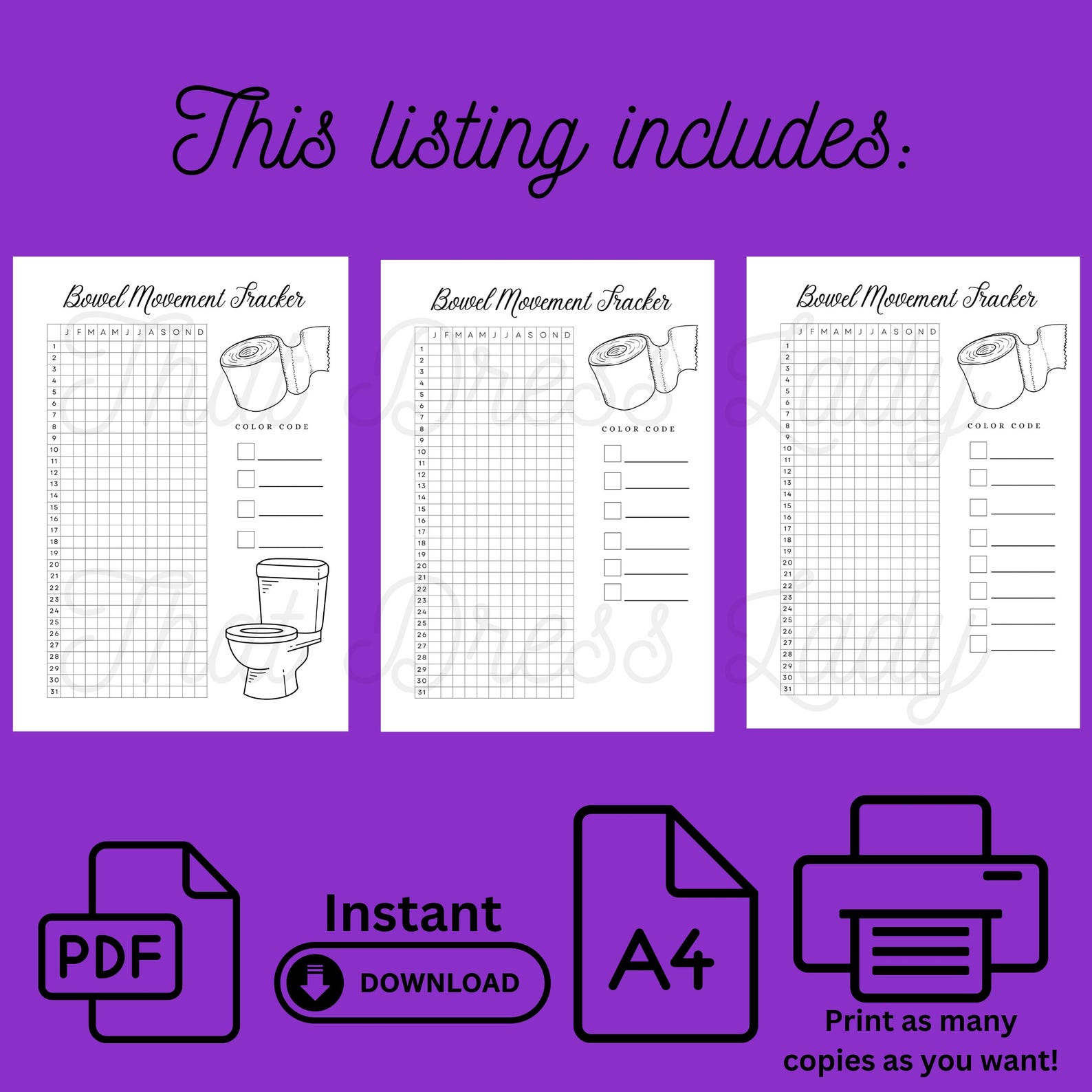Bowel Movement Tracker Printable Journal Page Planner Page Poop Tracker ...