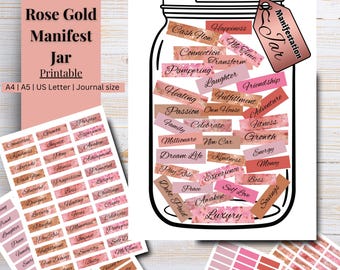 Manifestatiepot Kit A4 A5 afdrukken Vision Board Woordafdrukbare woorden voor het manifesteren van geluk Plannerpagina Manifest geldset 2026 doelbord