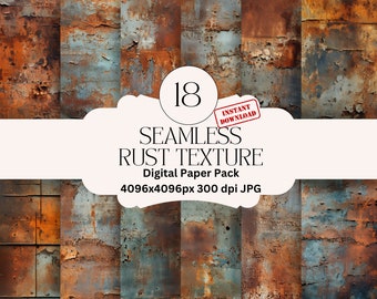 Rust Digital Paper Set: 18 Seamless Textures for Junk Journals (Digital Download)