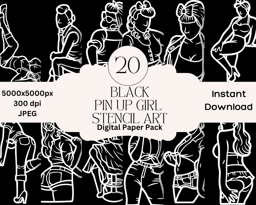 Pin up Girls Digital Paper Set Junk Journal Paper Retro Minimalistic ...