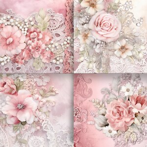 Victorian Pink Floral Lace Digital Paper: Junk Journal Pack (digital ...