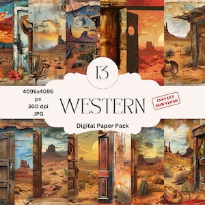 Set di carta Western Digital Junk Journal Cowboy Paper Carta digitale stampabile Scrapbooking Carta per scrapbooking Western Carta per scrapbooking Ranch