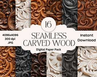 Carved Wood Textures: Ornate Digital Paper Pack (Digital Download)