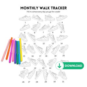 Daily Walk Tracker Afdrukbare fitnessdagboekpagina Workouttracker Fitnesstracker Gezondheidstracker Trainingstracker Lopen tracken