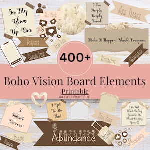 Vision Board Word Printables A4 Druck Vision Board Wort Printables Boho Manifestieren Glück Manifestation Vision Boarding Boho Kit