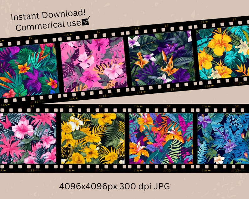 Tropical Floral Digital Paper: Watercolor Flower Patterns (digital ...
