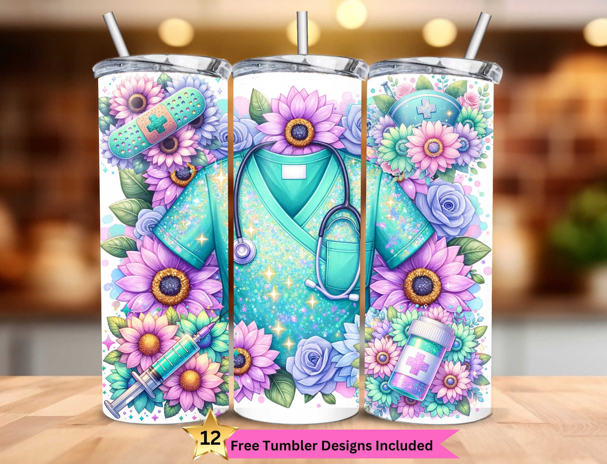 Seamless Nurse Tumbler Wrap 20oz Skinny Tumbler Sublimation Design Nurse Sublimation Tumbler Png Scrubs Tumbler Digital Download For Nurses