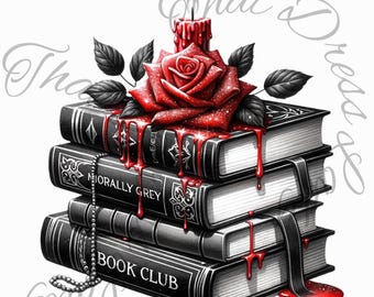 Gothic Romanze Buch moralisch grau Clipart Shirt Sublimation Design digitaler Download PNG UVDTF Instant Digital NUR, Glas Tshirt Design