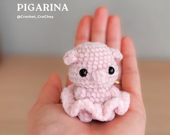 Pig Ballerina NO-SEW crochet amigurumi pdf Pattern, quick and easy pig in a tutu with optional bootie. Customisable skirt perfect as a gift.