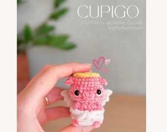 Piggy in cupido custume LOW-SEW crochet amigurumi PDF Pattern, incl optional booties. Lovely valentine's gift or market make!