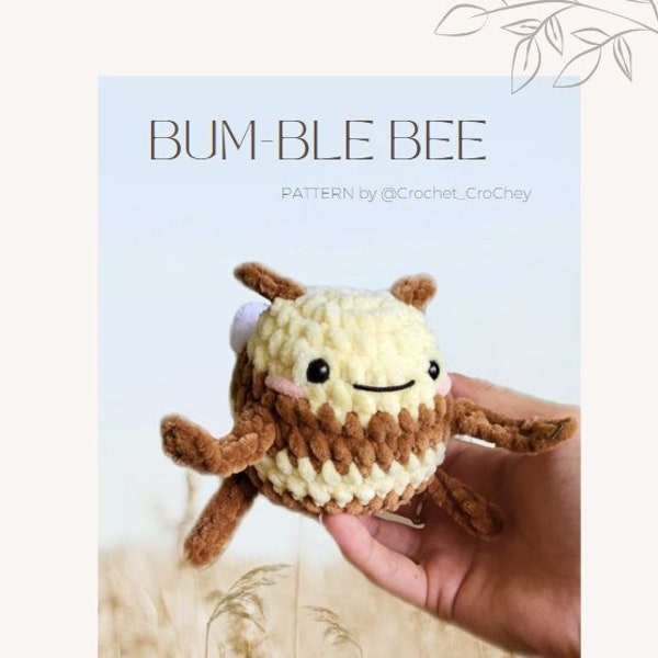 BUM-ble BEE, NOSEW amigurumi crochet Pattern for plushie or keychain. Quick, small and easy project. Cute and funny bee with a little bum!