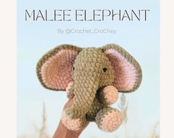 Malee the Elephant plushie crochet pattern, Crochet elephant, amigurumi elephant, cute animals pattern