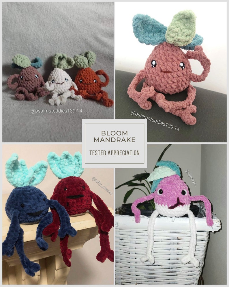 Bloom the Mandrake: Crochet Amigurumi PATTERN, cute, squishy, leggy and curvy with a booty. Modifications possible for fruits and vegetables image 3