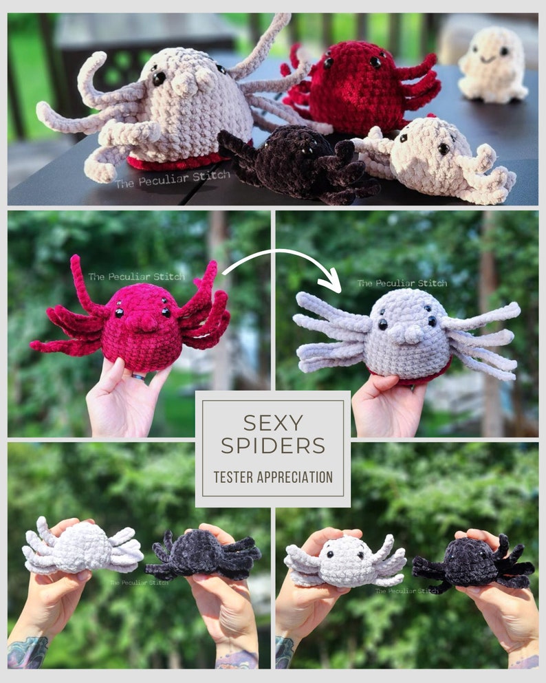Boo-ty Small Spider: NO-SEW crochet amigurumi pdf Pattern. Cute spider with 4 eyes, 8 legs and a booty optional Quick&Easy Halloween deco image 5