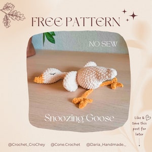 Snoozing Goose, NO-SEW crochet amigurumi PDF Pattern, inc. modifications for Flamingo and Mallard Duck!