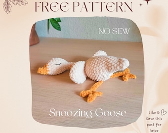 Snoozing Goose, NO-SEW crochet amigurumi PDF Pattern, inc. modifications for Flamingo and Mallard Duck!