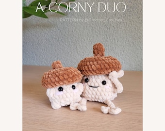 A-Corny DUO PDF no-sew Pattern pack, including A-corny Boi & Baby Amigurumi, inc. Leggy Limbs, Poppable fidget head and booty (optional)