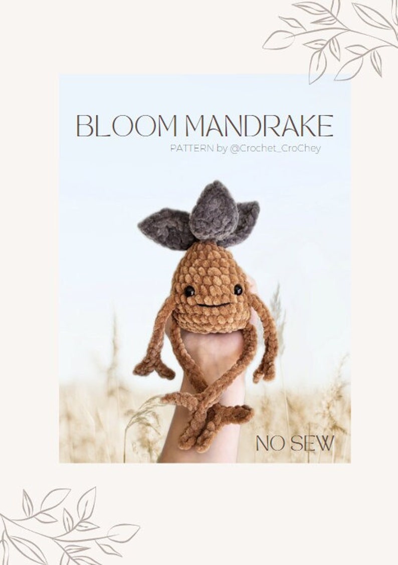 Bloom the Mandrake: Crochet Amigurumi PATTERN, cute, squishy, leggy and curvy with a booty. Modifications possible for fruits and vegetables image 1