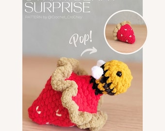 Strawberry Bee Crochet Pattern, No-Sew Amigurumi (PDF Pattern)