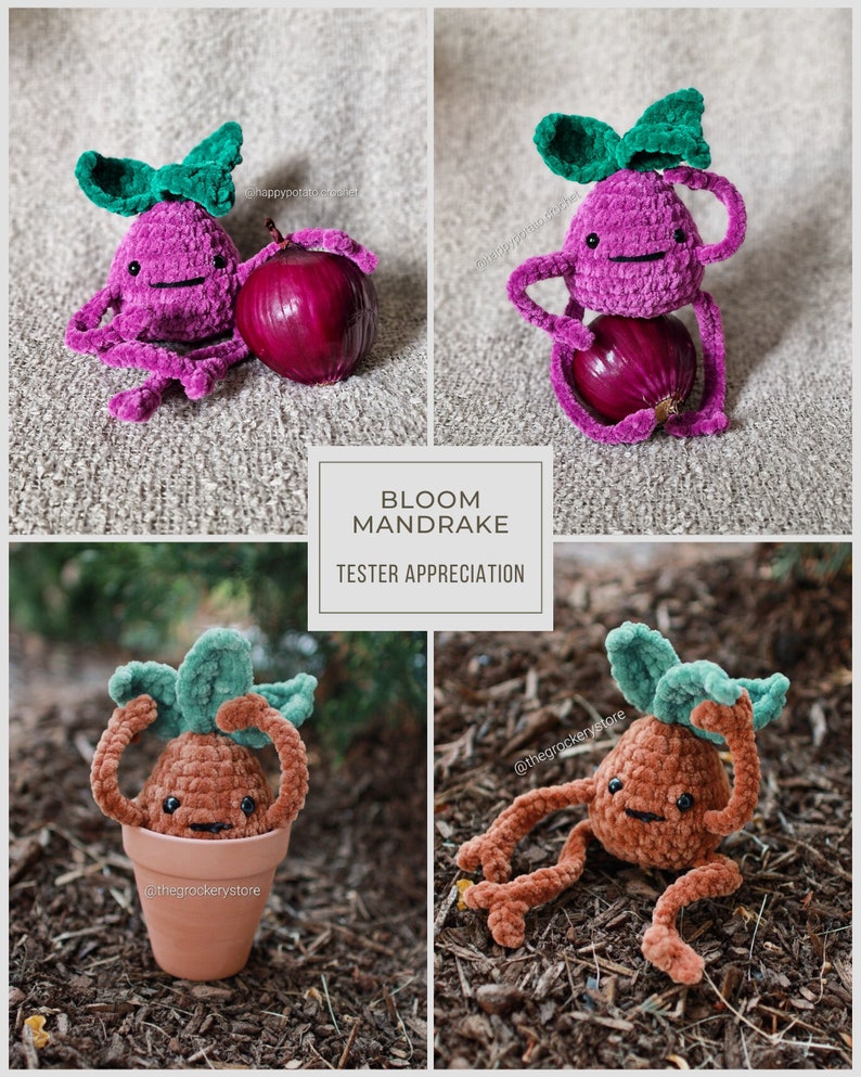 Bloom the Mandrake: Crochet Amigurumi PATTERN, cute, squishy, leggy and curvy with a booty. Modifications possible for fruits and vegetables image 5