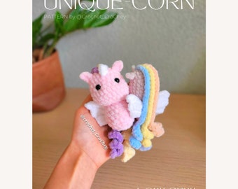 Unique-corn LOW-SOW pdf Pattern, adorable fantasy unicorn with 2 modifications for reindeer and mermaid + customizable body flat/pointy