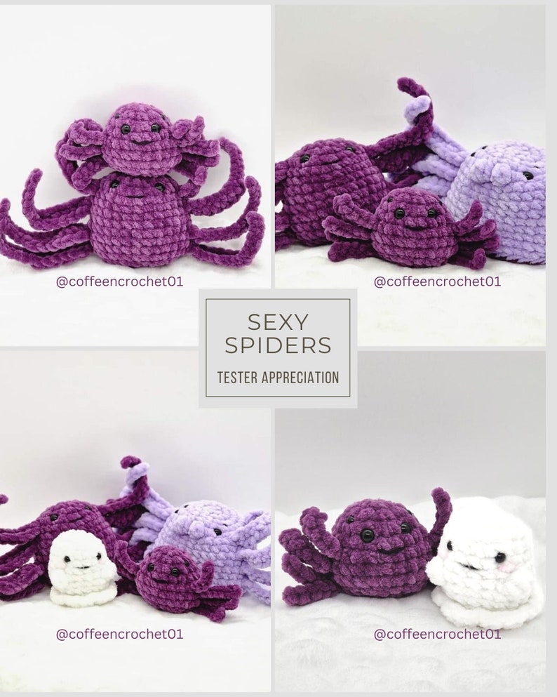 Boo-ty Small Spider: NO-SEW crochet amigurumi pdf Pattern. Cute spider with 4 eyes, 8 legs and a booty optional Quick&Easy Halloween deco image 4