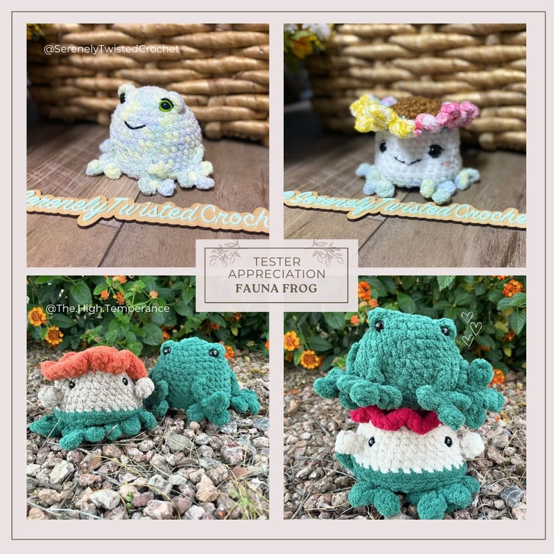 Fauna the Frog Mushroom & Sunflower. Reversible NO-SOW PDF Pattern, including 2 options, cute interactive fidget toy, pop inside out image 9