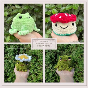 Fauna the Frog Mushroom & Sunflower. Reversible NO-SOW PDF Pattern, including 2 options, cute interactive fidget toy, pop inside out image 6