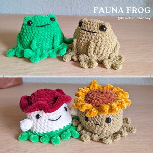 Fauna the Frog Mushroom & Sunflower. Reversible NO-SOW PDF Pattern, including 2 options, cute interactive fidget toy, pop inside out image 8