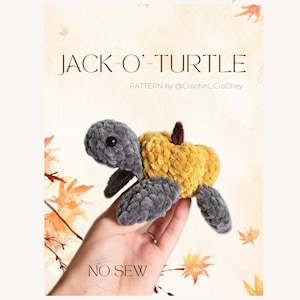 Jack-o'-Turtle Crochet Amigurumi NO-SEW pdf PATTERN, A turtle with a pumpkin shell, quick and cute to make for autumn deco or markets!