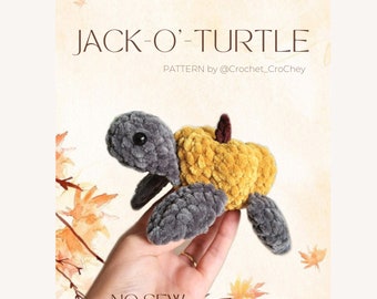 Jack-o'-Turtle Crochet Amigurumi Pattern, No-Sew Pumpkin Turtle (PDF Pattern)