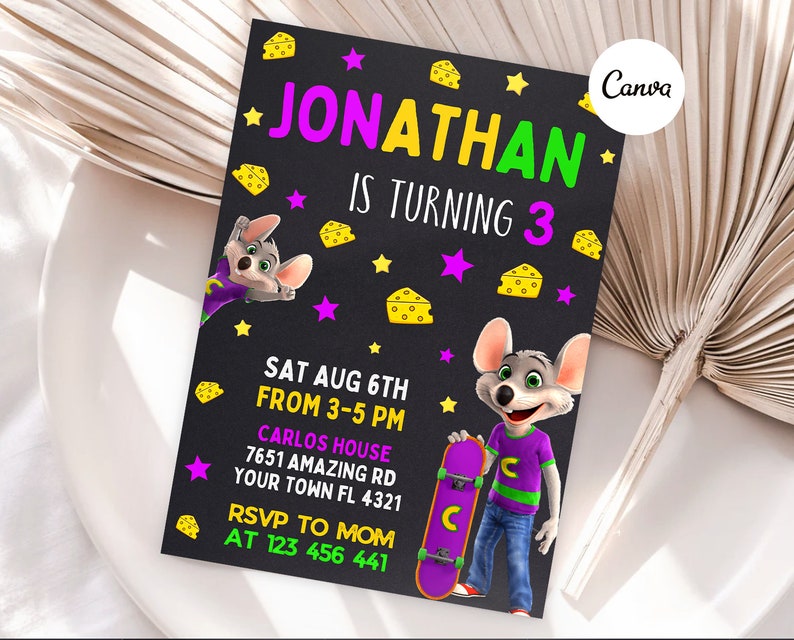 Editable Chuck E Cheese Birthday Invitation Template Digital Etsy Editable Chuck E Cheese Birthday Invitation Template Digital Etsy