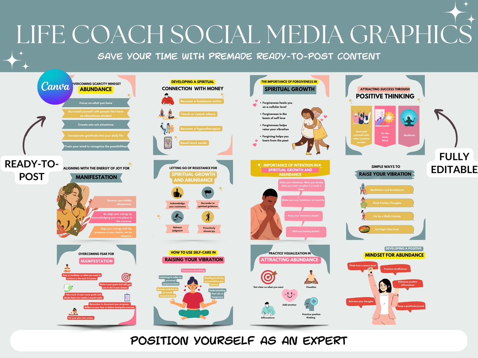 30 Life Coach Instagram Post Canva Template Life Coach - Etsy