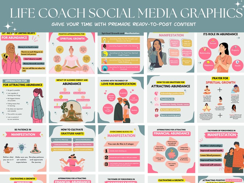 30 Life Coach Instagram Post Canva Template Life Coach - Etsy