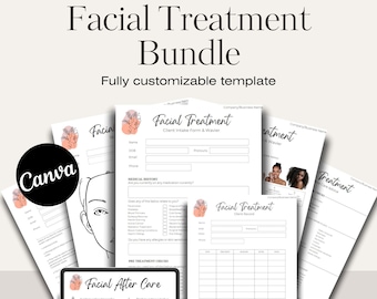 Facial Treatment Forms - Editable Esthetician Templates, Printable Skincare Consent Forms, Beauty Salon Forms, Facial Consultation Form