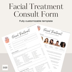 Facial Treatment Form - Editable Esthetician Template, Printable Skincare Consent Form, Advanced Facial Form, Facial Consultation Form