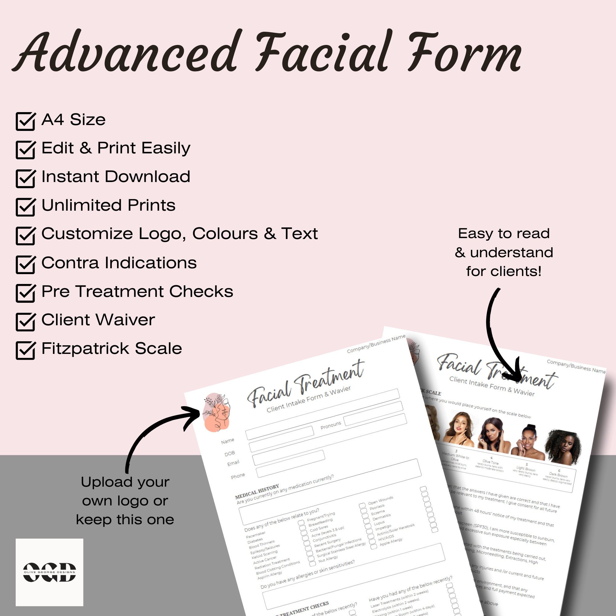 Advanced Facial Consult Form Template - Editable Template - Facial ...